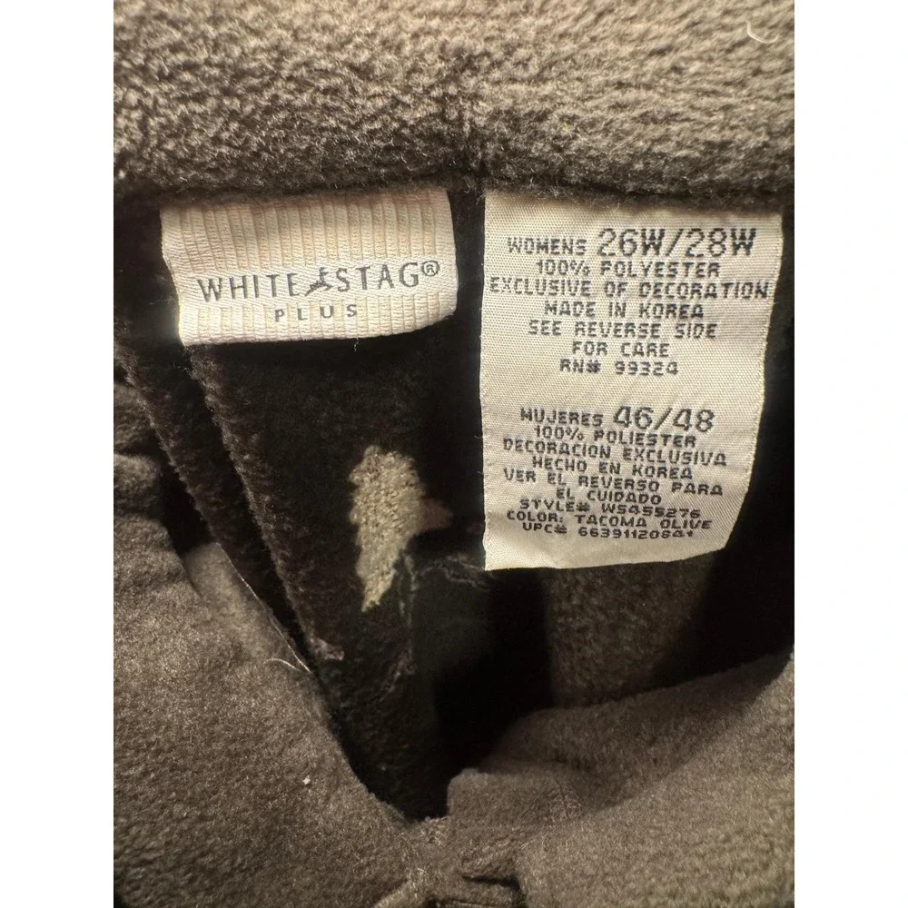 Vintage White Stag Fleece‎ Cardigan Womens 26W/28W Olive Green Embroidered